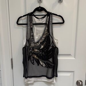 Black and Silver Sequined Women's Top
